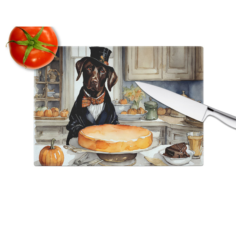 Caroline's Treasures Chocolate Lab Fall Kitchen Pumpkins Glass Cutting